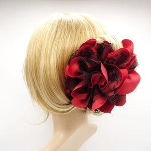 veryshine.com claw/banana/barrette Red Big lace layered petal flower hair jaw claw sexy dream flower hair claw clip for women