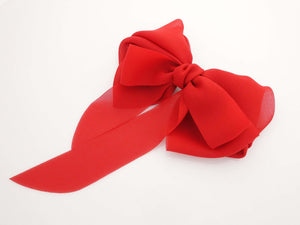 veryshine.com claw/banana/barrette Red chiffon solid color hair bow long tail woman french hair barrette