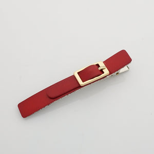 veryshine.com claw/banana/barrette Red cow leather hair clip buckle decorated 2 prong hair clip for women