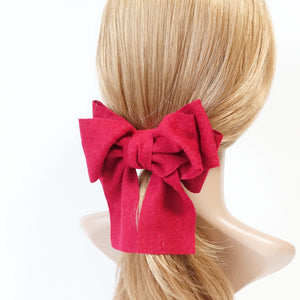 veryshine.com claw/banana/barrette Red Handmade Multi Layer Woolen Tailed Winter Bow French Hair Barrettes