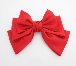 veryshine.com claw/banana/barrette Red satin layered hair bow french barrette Women solid color stylish hair bow