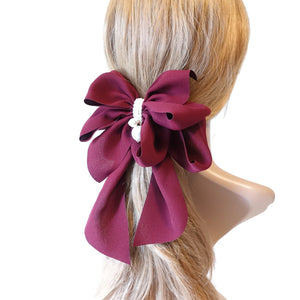 veryshine.com claw/banana/barrette Red wine Handmade Drape Long Tail Bow French Hair Barrette