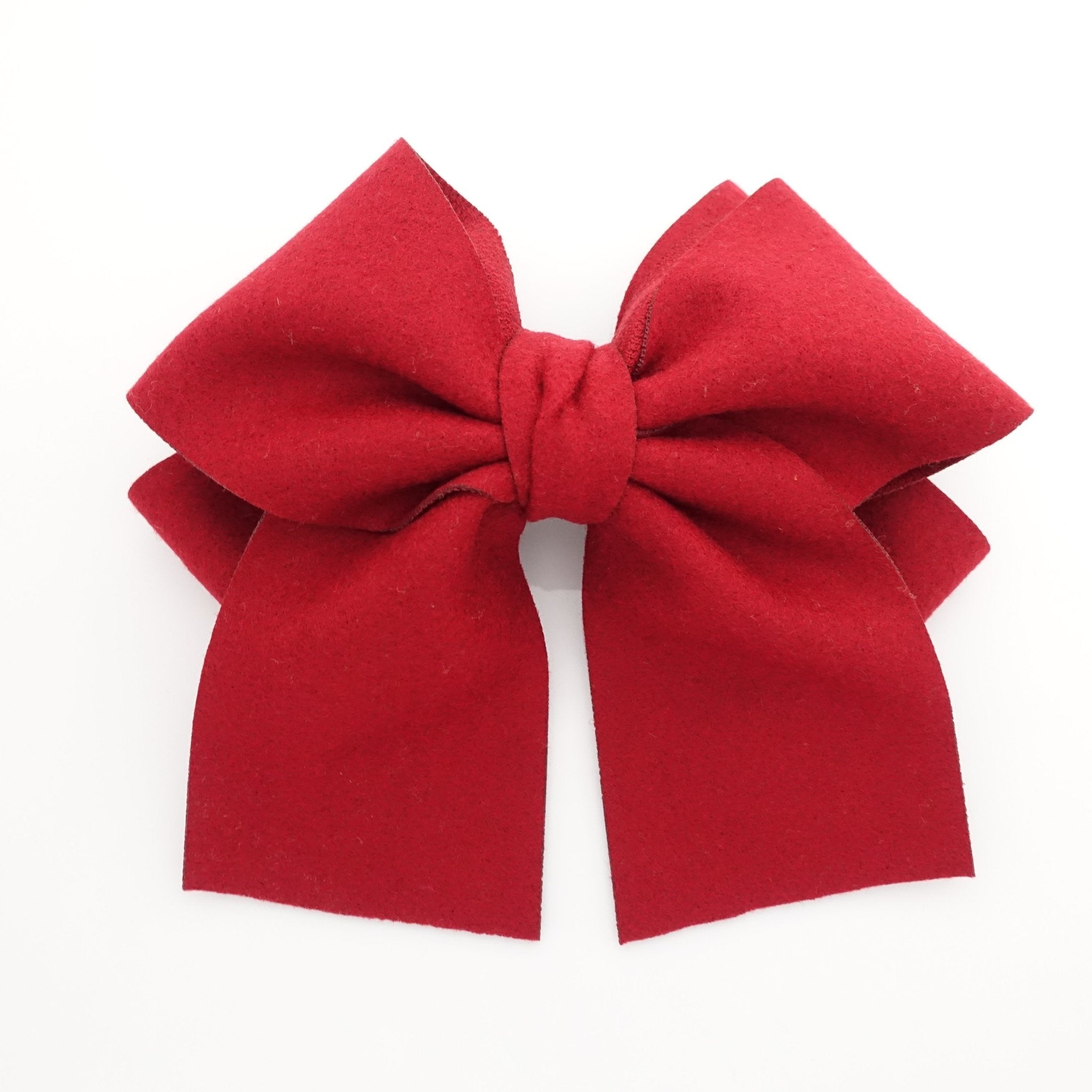 veryshine.com claw/banana/barrette Red woolen layered bow V style tail hair bow french barrette for women