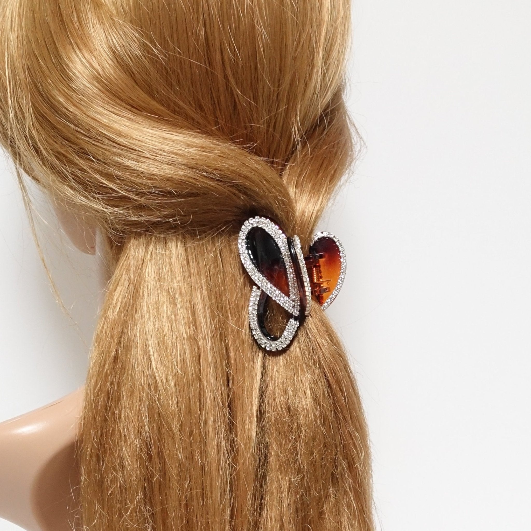 veryshine.com claw/banana/barrette rhinestone decorated minimal butterfly hair claw hair accessory women clip
