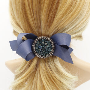 veryshine.com claw/banana/barrette Sapphire color jewel buckle bow french barrette rhinestone embellished hair bow women hair accessory