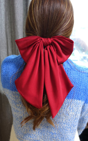 veryshine.com claw/banana/barrette satin giant hair bow french barrette wide tail oversized women hair accessory