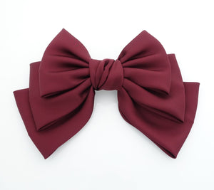 veryshine.com claw/banana/barrette satin layered hair bow french barrette Women solid color stylish hair bow