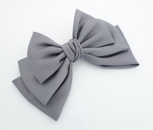 veryshine.com claw/banana/barrette satin layered hair bow french barrette Women solid color stylish hair bow