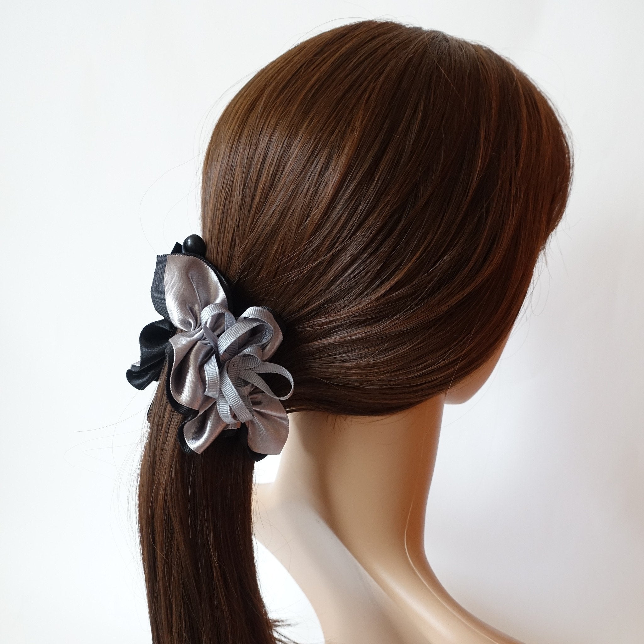 veryshine.com claw/banana/barrette satin lily Flower banana hair clip women hair accessory