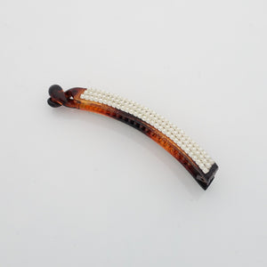 veryshine.com claw/banana/barrette Small brown Pearl Pave Setting Decorated Banana Hair Clip