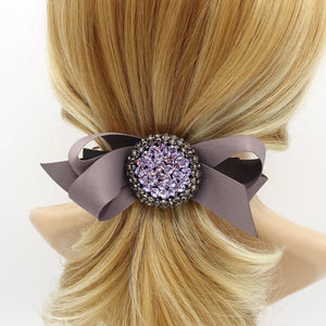 veryshine.com claw/banana/barrette Violet color jewel buckle bow french barrette rhinestone embellished hair bow women hair accessory