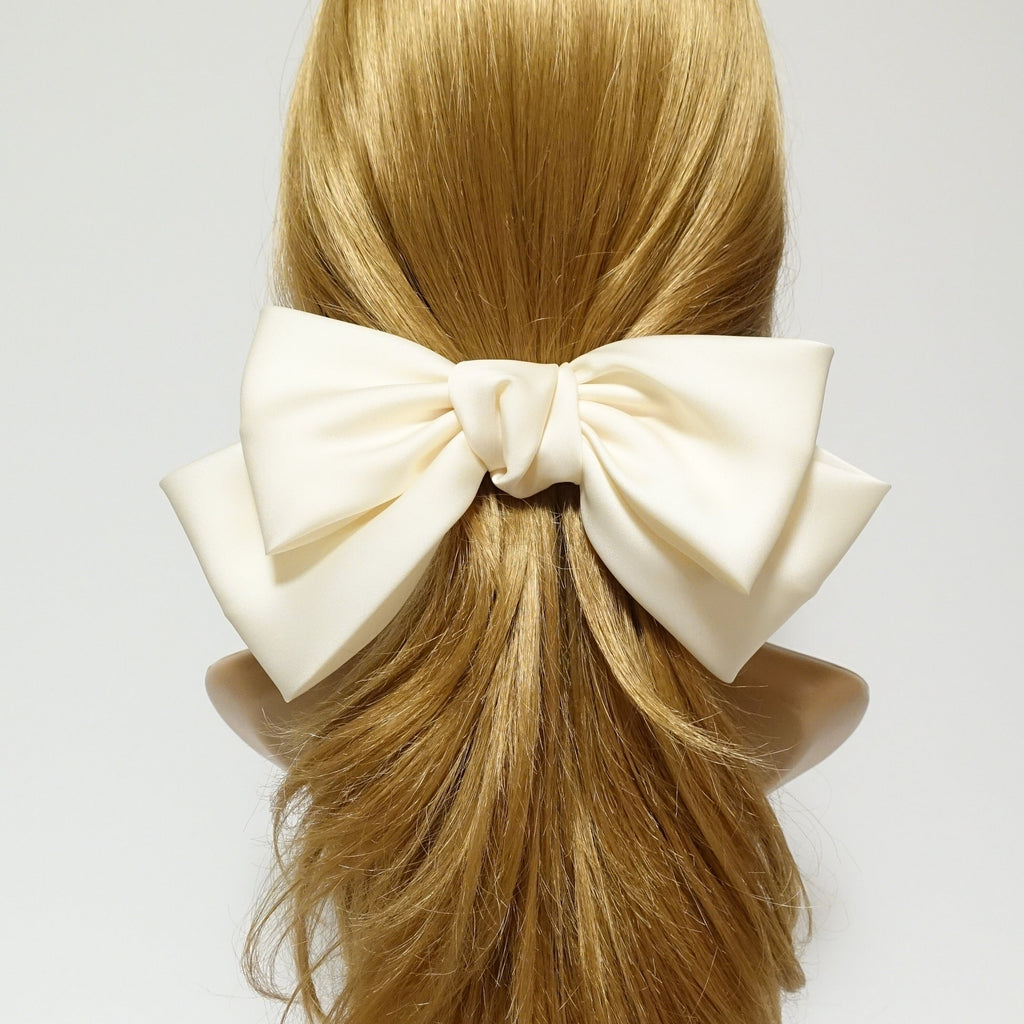 veryshine.com Cream Texas satin hair bow very big satin simple bow french hair barrette for Women