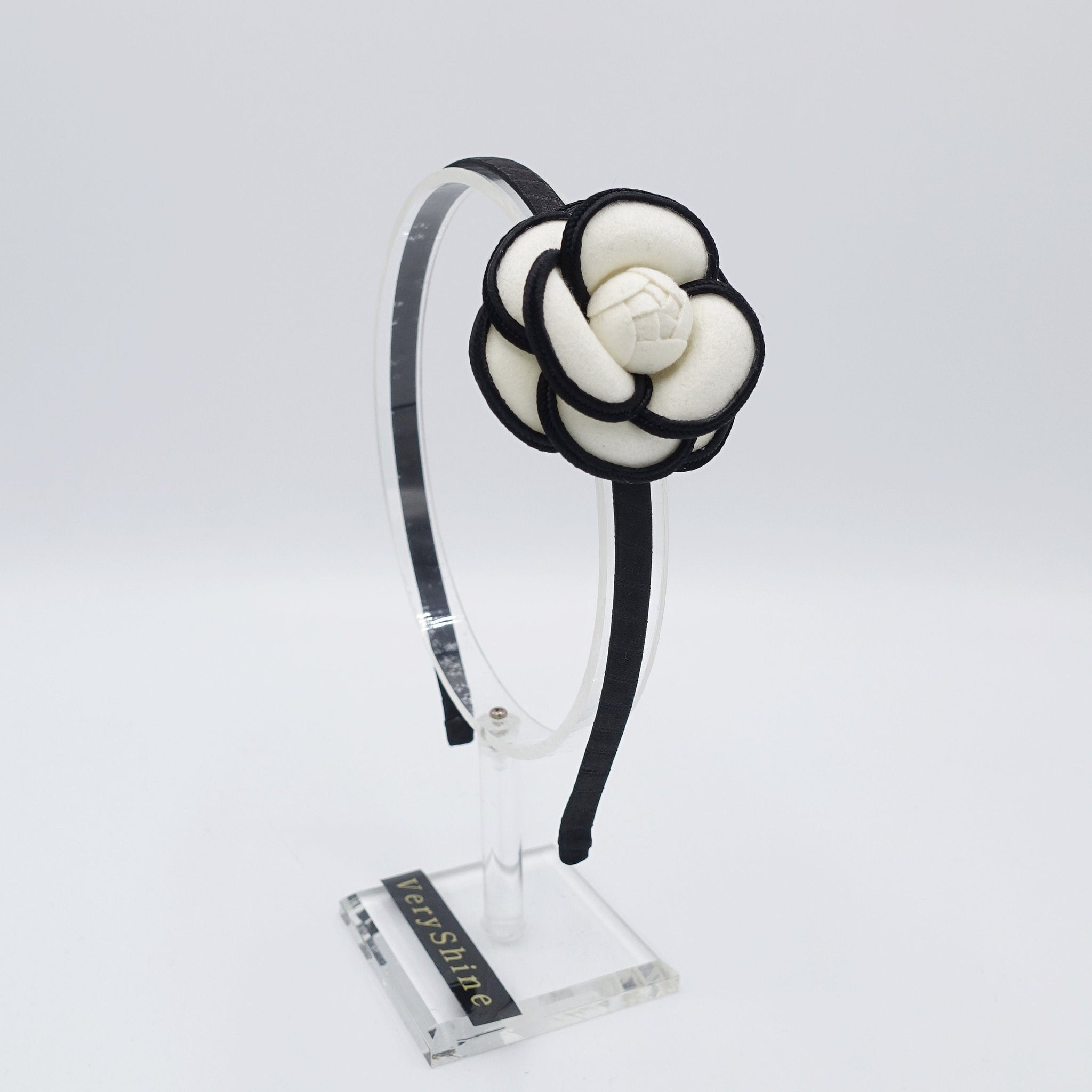 veryshine.com Cream white camellia thin headband flower hairband for women