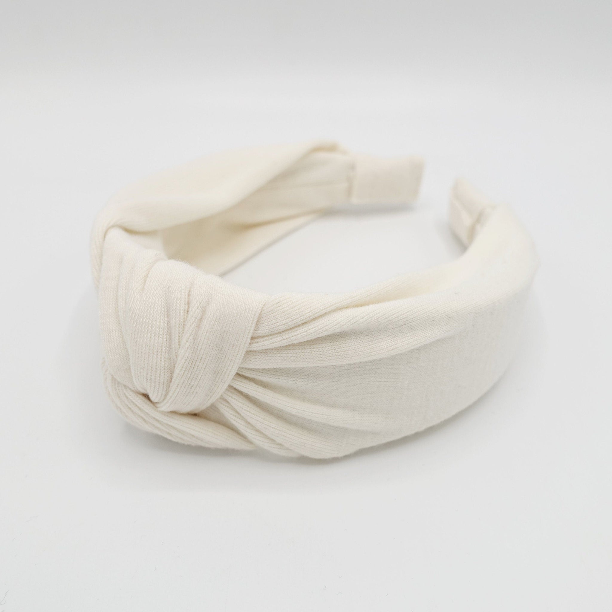 veryshine.com Cream white casual cotton top knot headband basic hairband for women