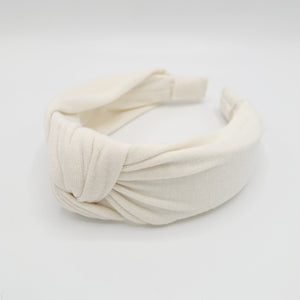 veryshine.com Cream white casual cotton top knot headband basic hairband for women