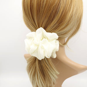 veryshine.com Cream white crinkled chiffon scrunchies solid sheer hair elastic scrunchie woman hair accessory
