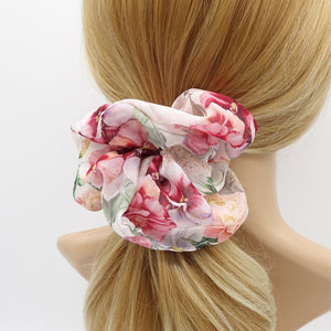 veryshine.com Cream wihte floral scrunchies oversized hair tie for women