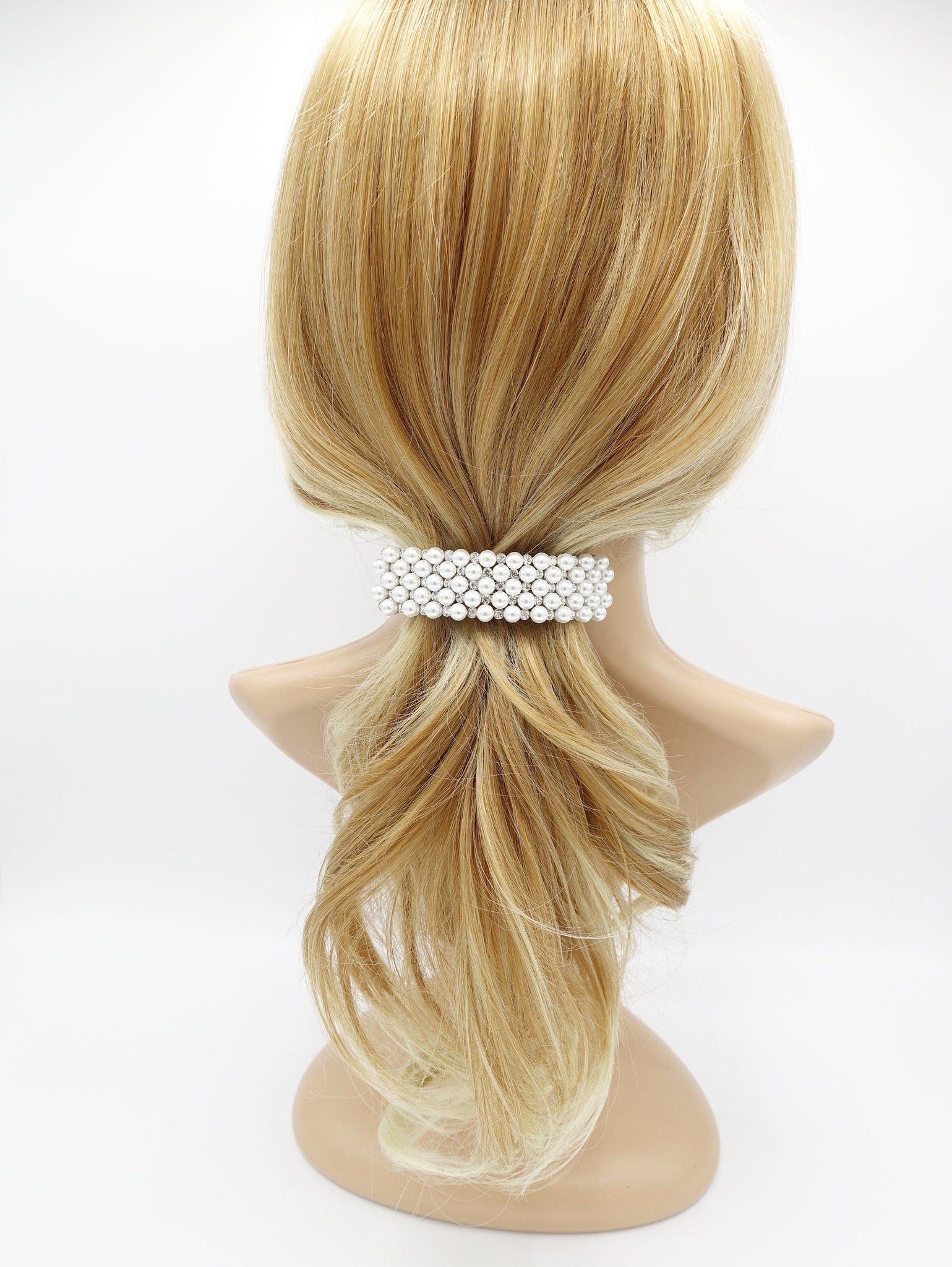 veryshine.com curved rhinestone pearl hair barrette embellished rectangle barrette hair accessory for women