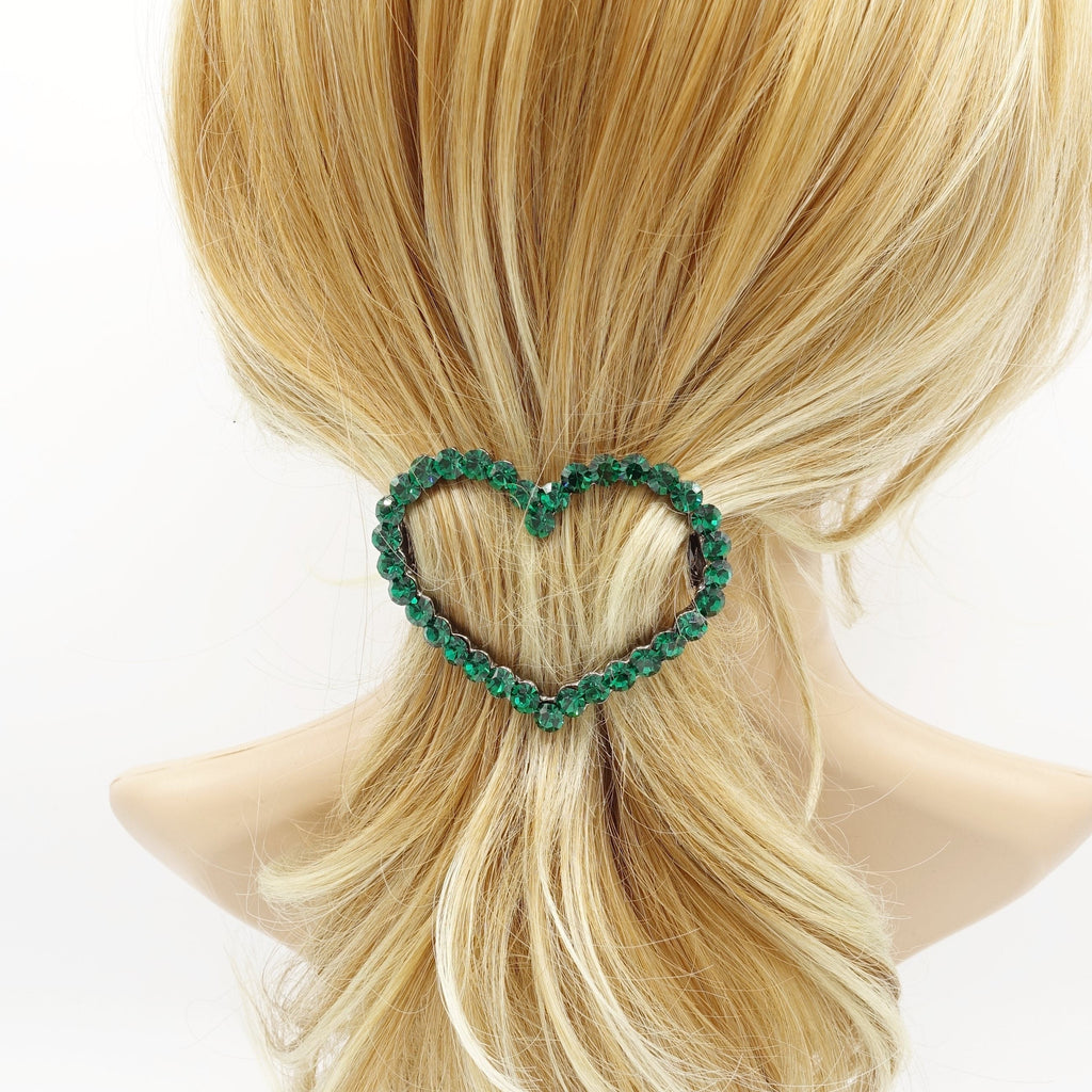veryshine.com Emerald Love always wins.  color rhinestone embellished  heart hair barrette woman hair accessory