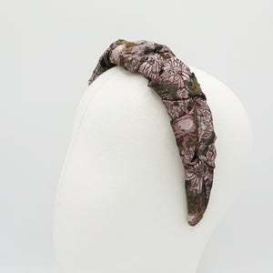 veryshine.com floral jacquard twisted wave headband darker color tone Autumn hairband women hair accessory