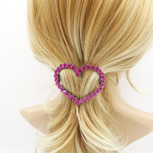 veryshine.com Fuchsia - hot pink Love always wins.  color rhinestone embellished  heart hair barrette woman hair accessory