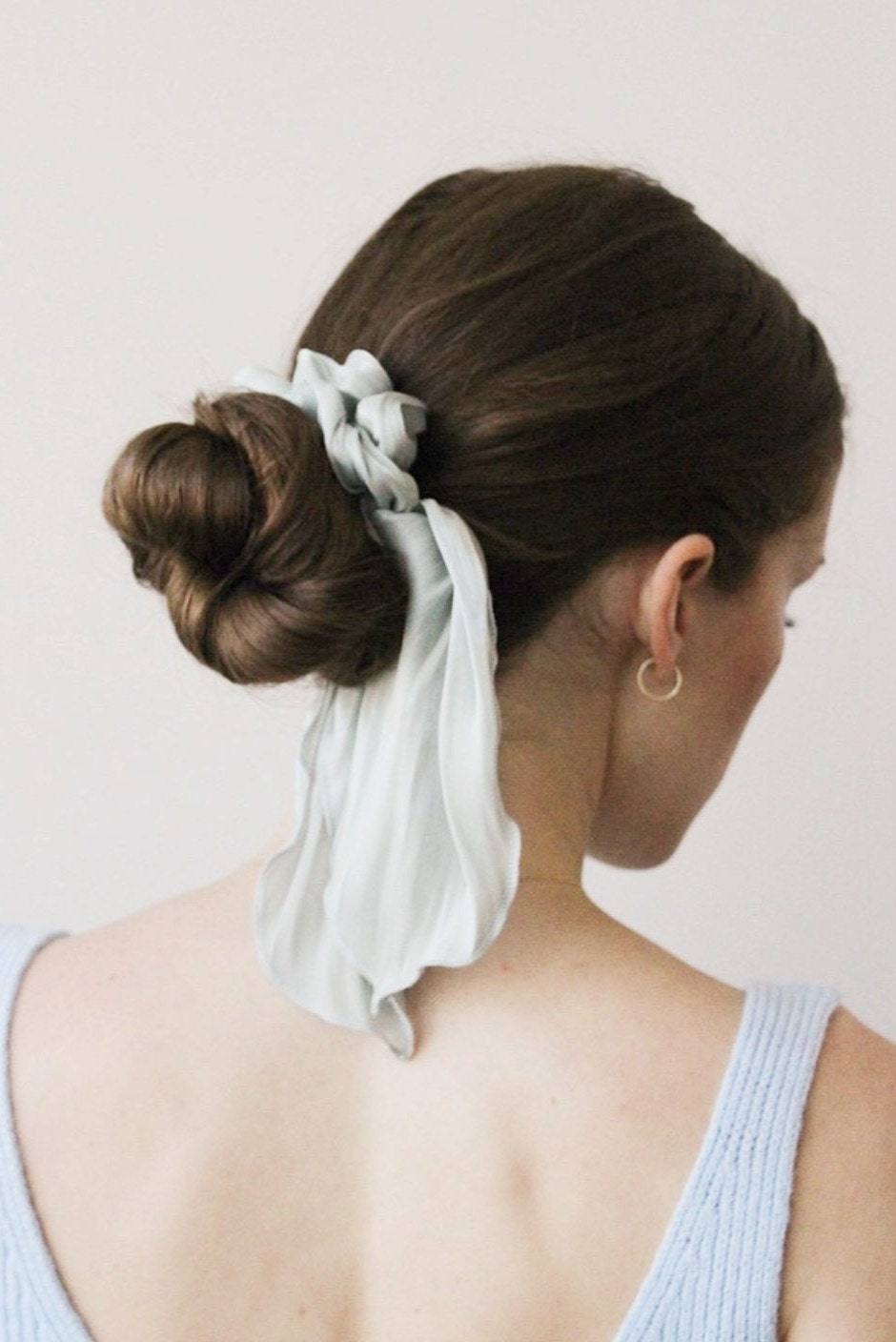veryshine.com glossy organza knotted scrunchies tailed hair elastic tie women hair accessory