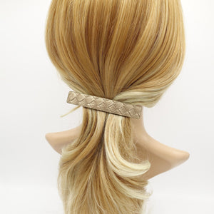veryshine.com Gold beige weaved leather hair barrette for women