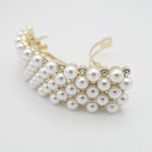 veryshine.com Gold curved rhinestone pearl hair barrette embellished rectangle barrette hair accessory for women