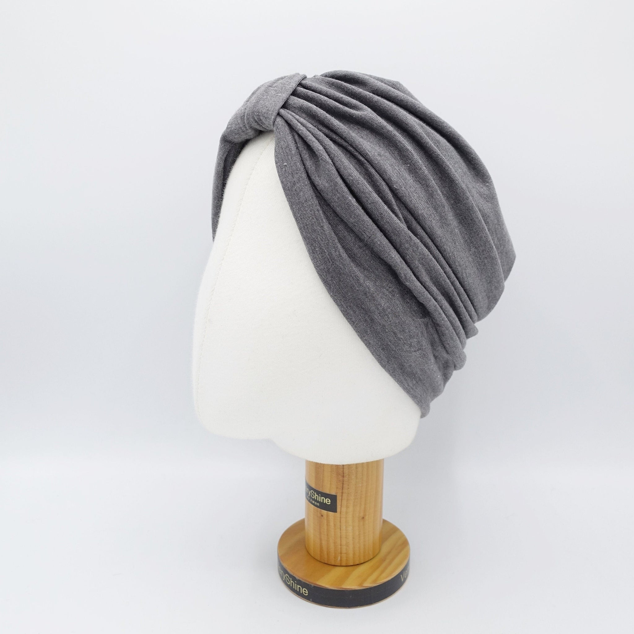 veryshine.com Gray cotton pleated turban for women