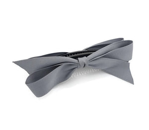 veryshine.com Gray Handmade Glossy Satin Thin Bow  Banana Hair Clip Simple Bow Hair Accessory for Women