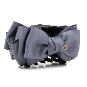 veryshine.com Gray Handmade Grosgrain Solid Color Multi Layer Bow Hair Jaw Claw Clip