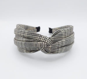 veryshine.com Gray plaid check headband cross twist hairband for women