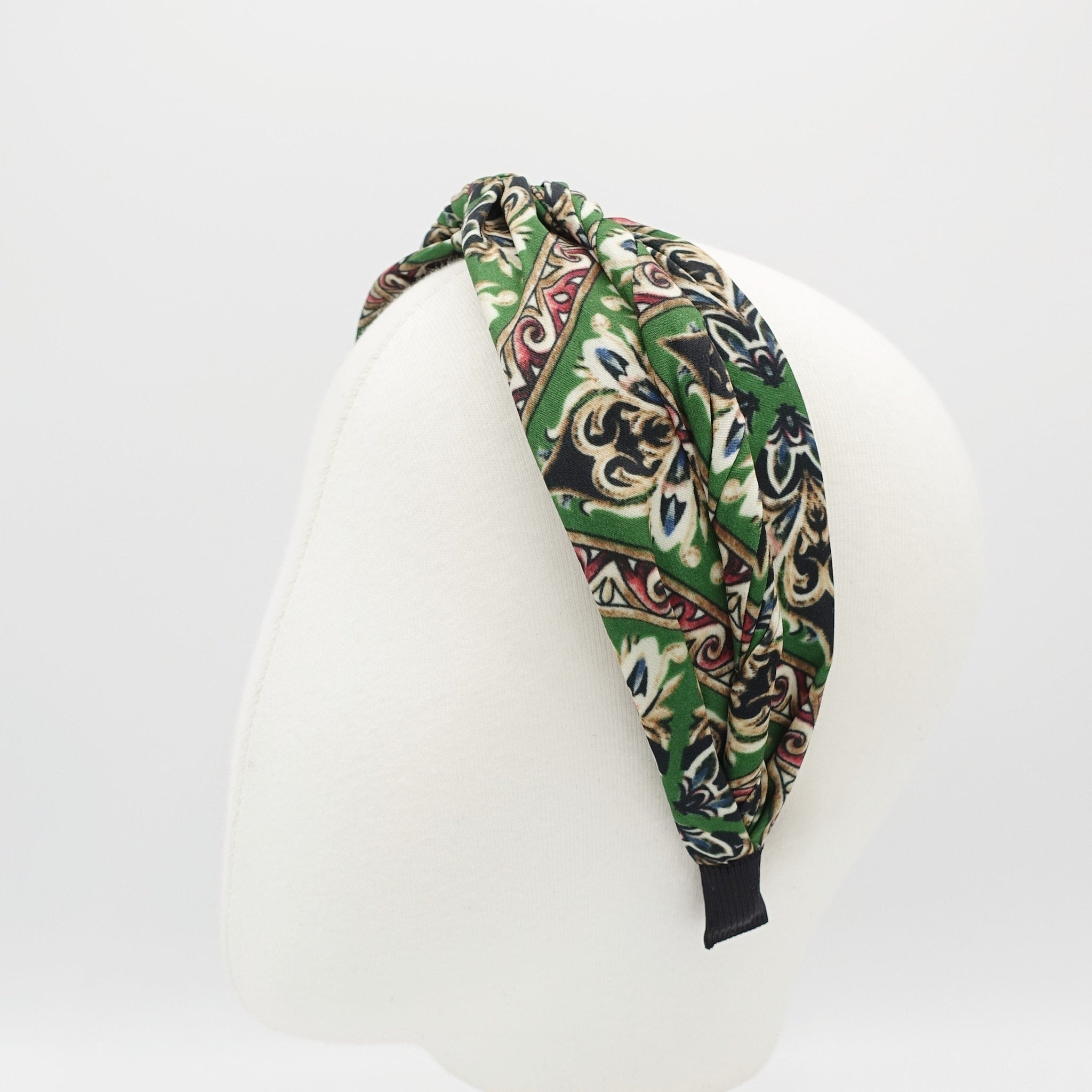 veryshine.com Green baroque paisley headband twist cross hairband shop for women