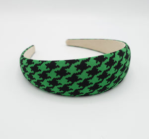 veryshine.com Green lightly padded houndstooth check headband simple Autumn headband