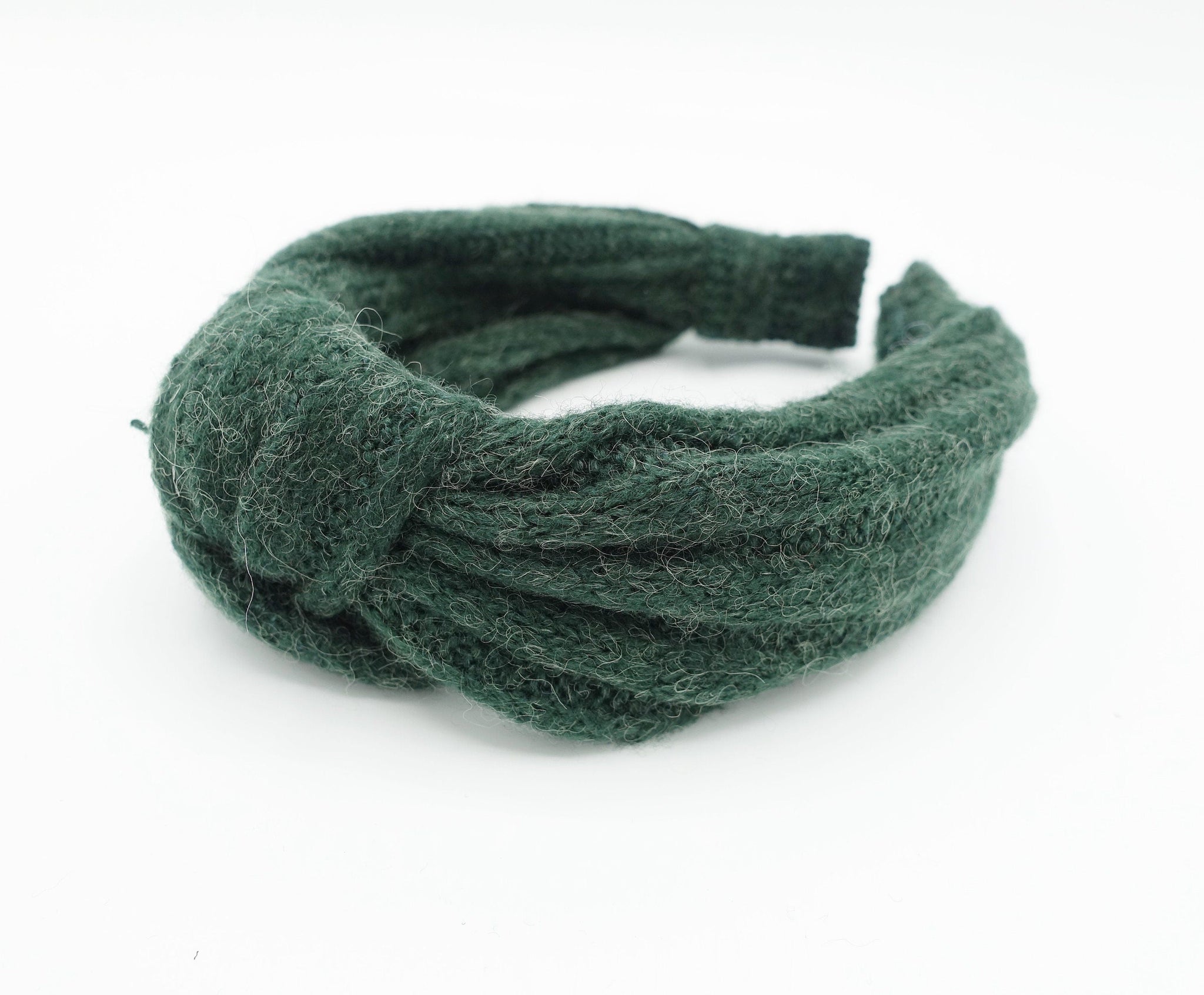 veryshine.com Green wool knit headband top knot hairband Fall Winter hair accessory for women
