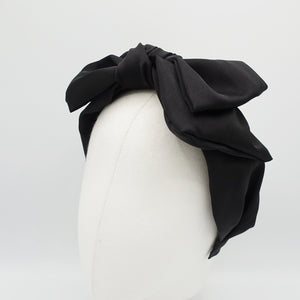veryshine.com Hair Accessories Black silk satin layered bow knot headband loose droopy hairband for women
