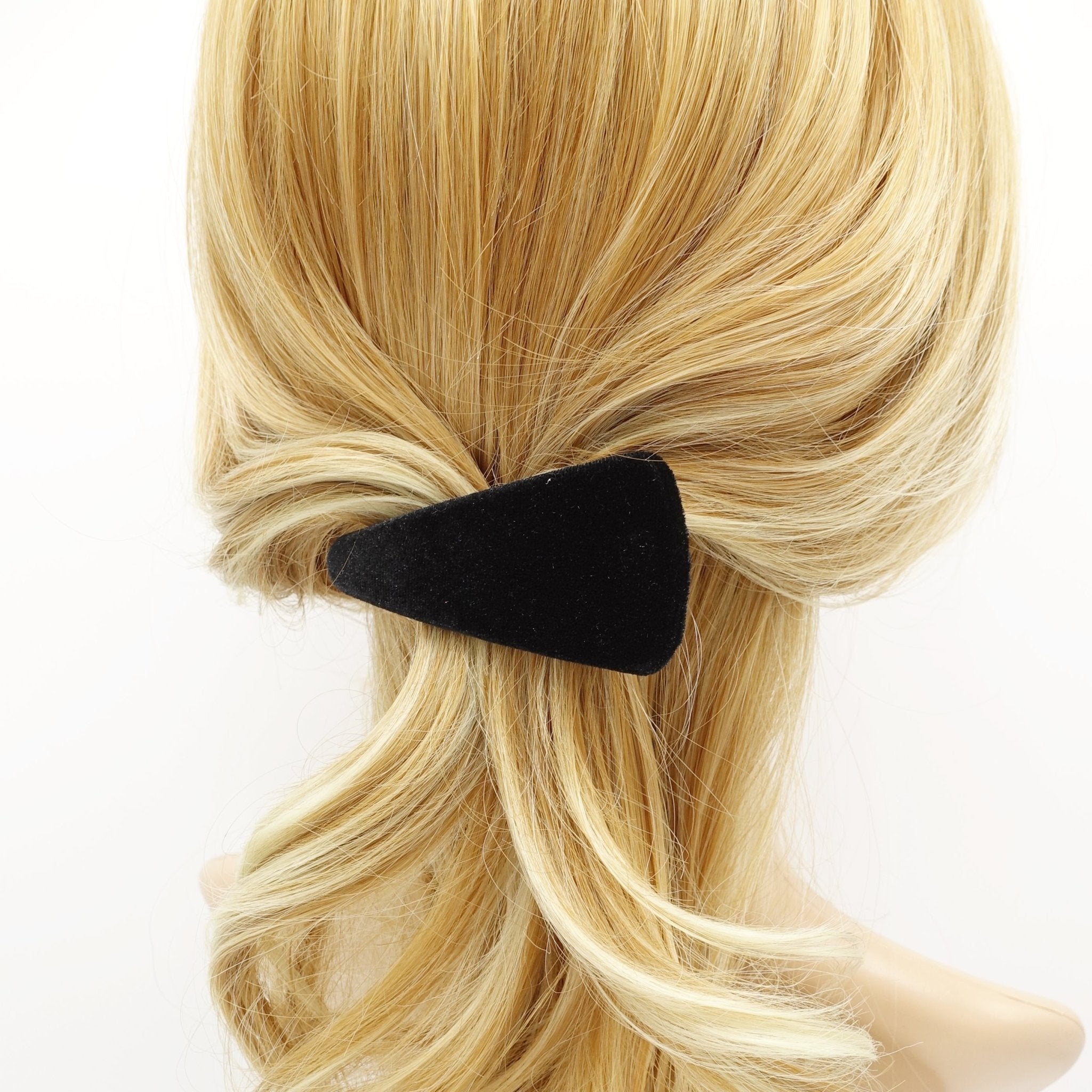 veryshine.com Hair Accessories Black triangle velvet french barrette Fall Winter women hair accessory