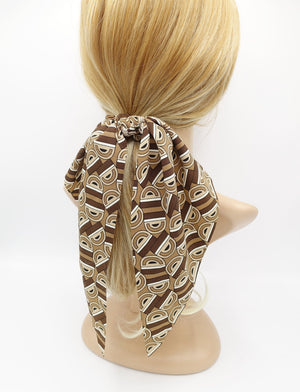 veryshine.com Hair Accessories Brown buckle print scrunchies long tail wing knot hair elastic scrunchy