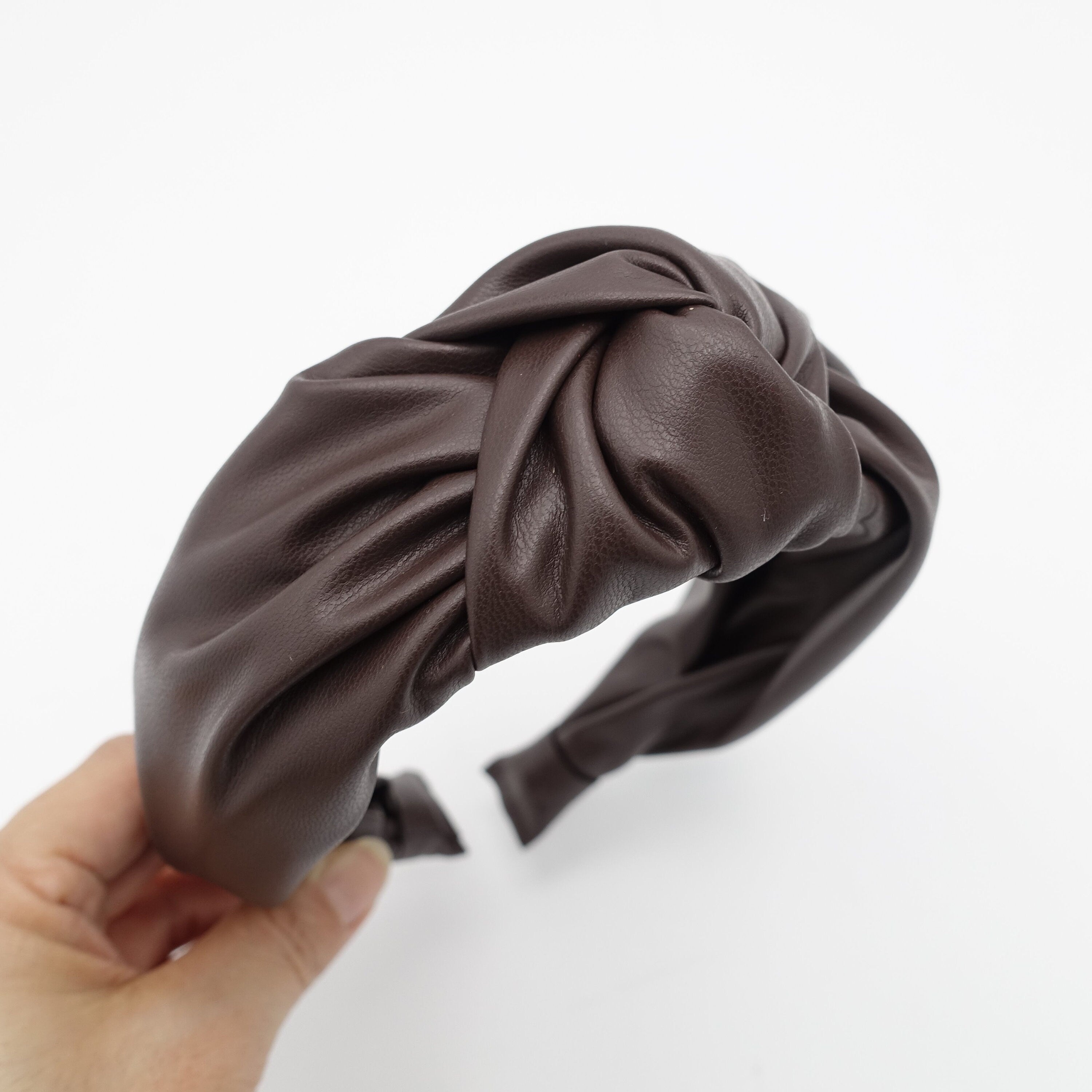 New ✨ Luxe Black Faux Leather Top Knot Boutique Statement Headband Faux Leather Top Knot Headband With Velour Interior - Etsy main image 4