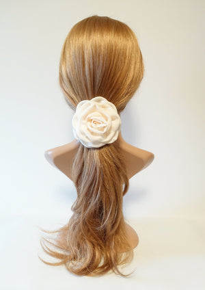 veryshine.com Hair Accessories Cream Rose ponytail holder Linen blend discolored petal flower hair ties elastic ponytail holder for women