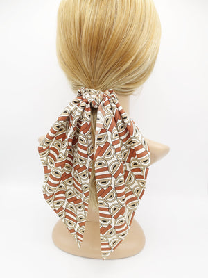 veryshine.com Hair Accessories Red brick buckle print scrunchies long tail wing knot hair elastic scrunchy