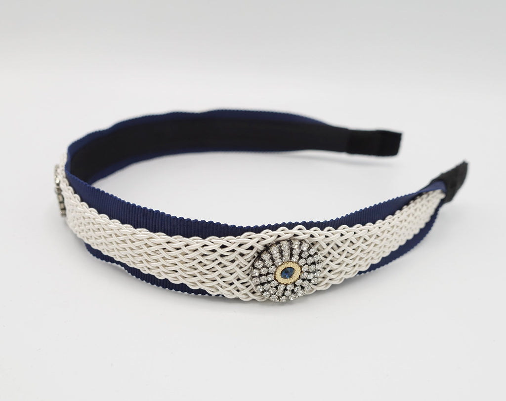 veryshine.com Hair Accessories rhinestone circles embellished weaved thread structure headband for women