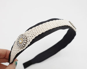 veryshine.com Hair Accessories rhinestone circles embellished weaved thread structure headband for women