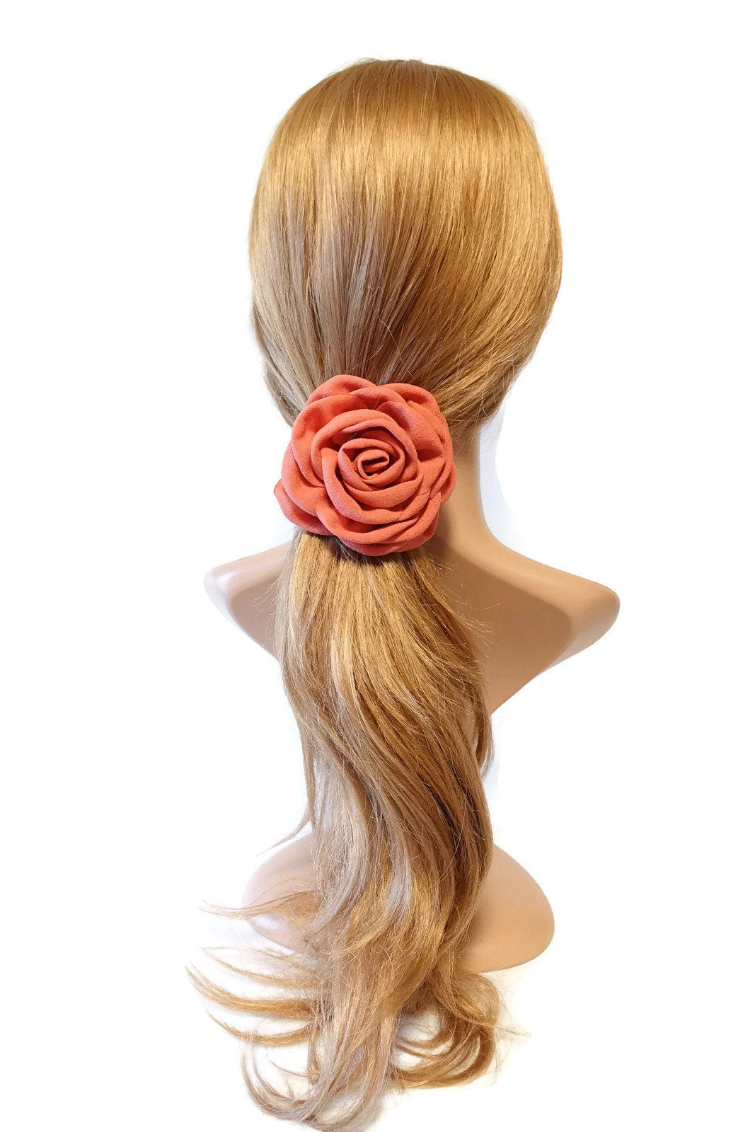 veryshine.com Hair Accessories Rose ponytail holder Linen blend discolored petal flower hair ties elastic ponytail holder for women
