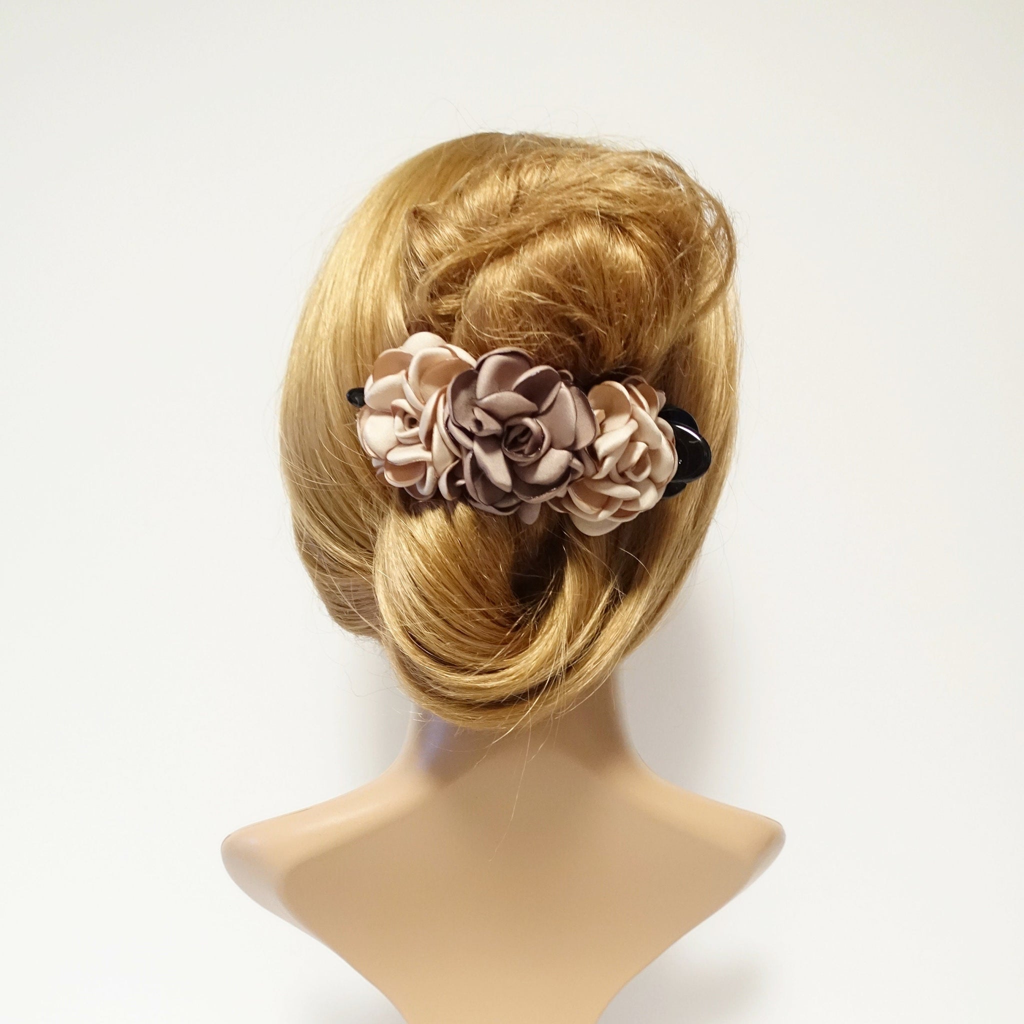 veryshine.com Hair Claw Beige Rose Decorative 6 Prong Side hair Slide Jaw Claw Clip Clamp Flower Hair Accessories