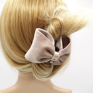 veryshine.com Hair Claw Beige velvet bow hair claw
