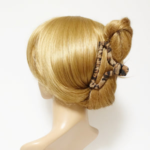 veryshine.com Hair Claw Big print brown leopard print pattern wrapped hair claw clip women updo hair accessory