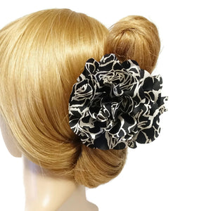 veryshine.com Hair Claw Black Flower Print Petal Dahlia Flower Hair Jaw Claw Clip Women Flower Hair Accessories