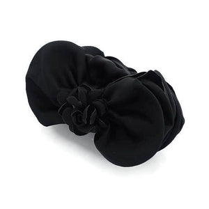 veryshine.com Hair Claw Black Satin Flower Decorated Multi Layer Bow Hair Claw Clip Women Hair Clamp