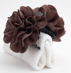 veryshine.com Hair Claw Brown Dahlia Thick Embossing Petal Flower Hair Jaw Claw Clip Women Hair Clamp Accessories